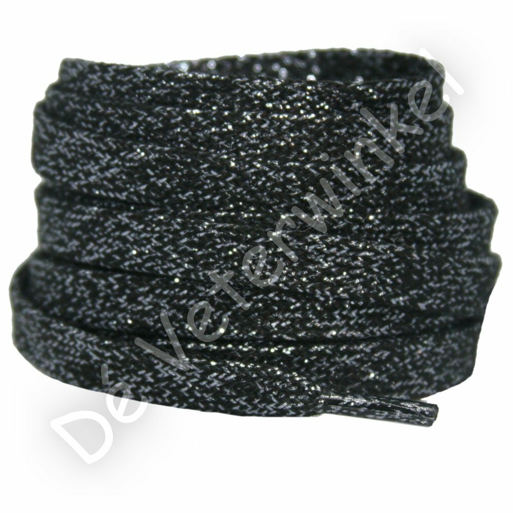Glitterveter 8mm Zwart/Zilverdraad
