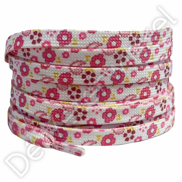 Print laces 8mm Pink Flowers (KL.RZBL)