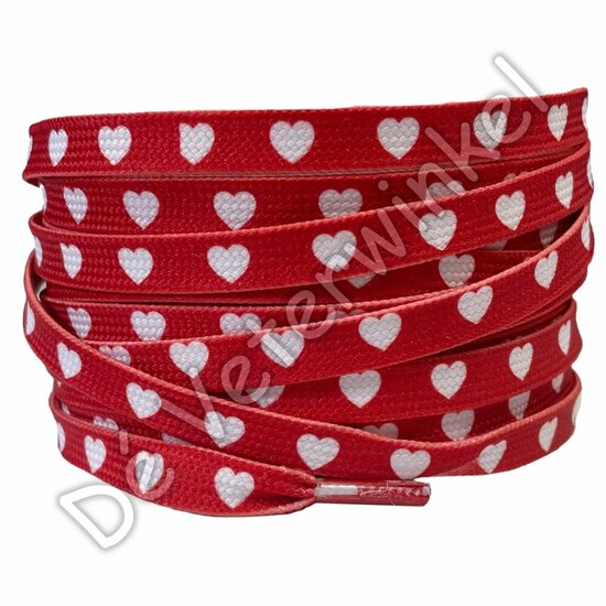 Print laces 8mm Red-/White hearts (KL.7892)