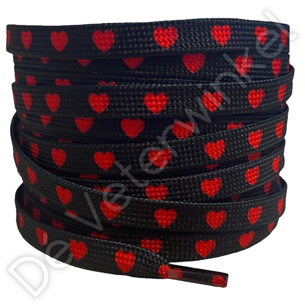Printveter 8mm Zwart/Rood hartjes